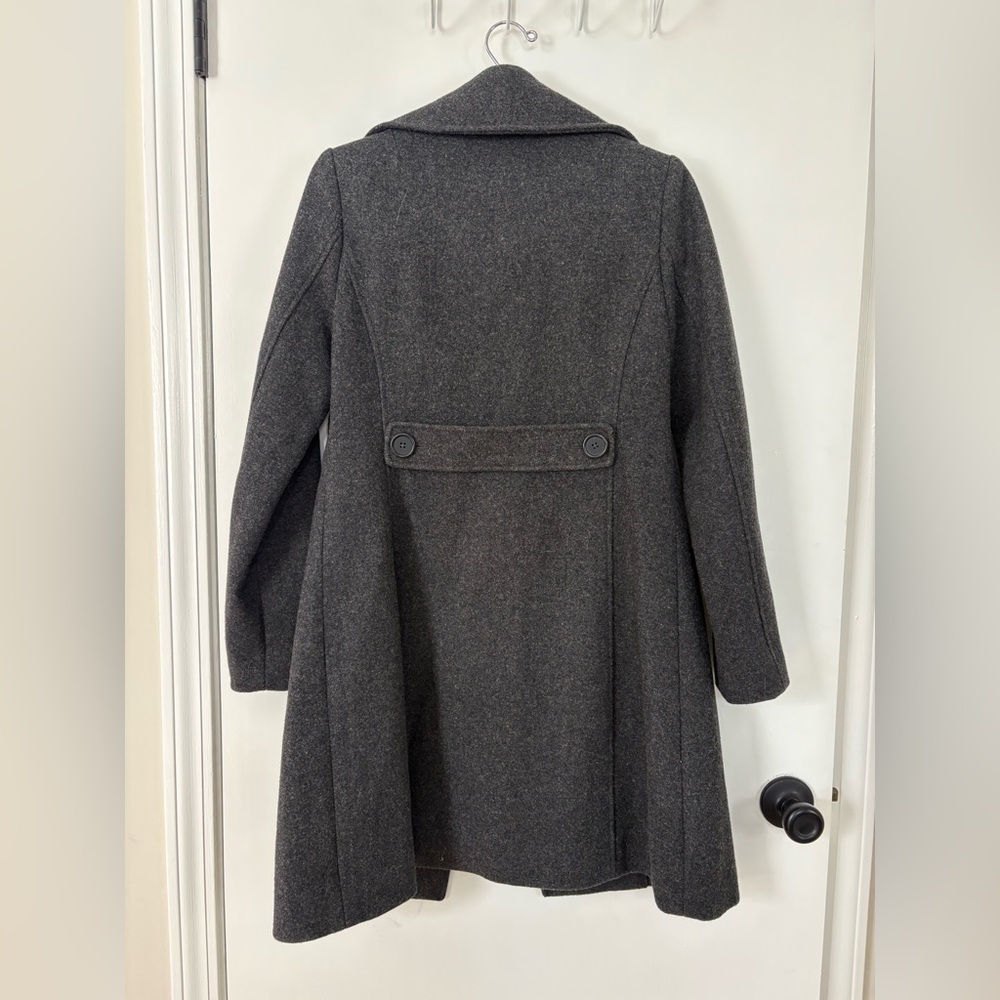 Old Navy Dark Grey Heavy Wool Peacoat | Long Trench Style | Thick & Warm - Picture 2 of 4